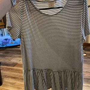 White and black striped top.